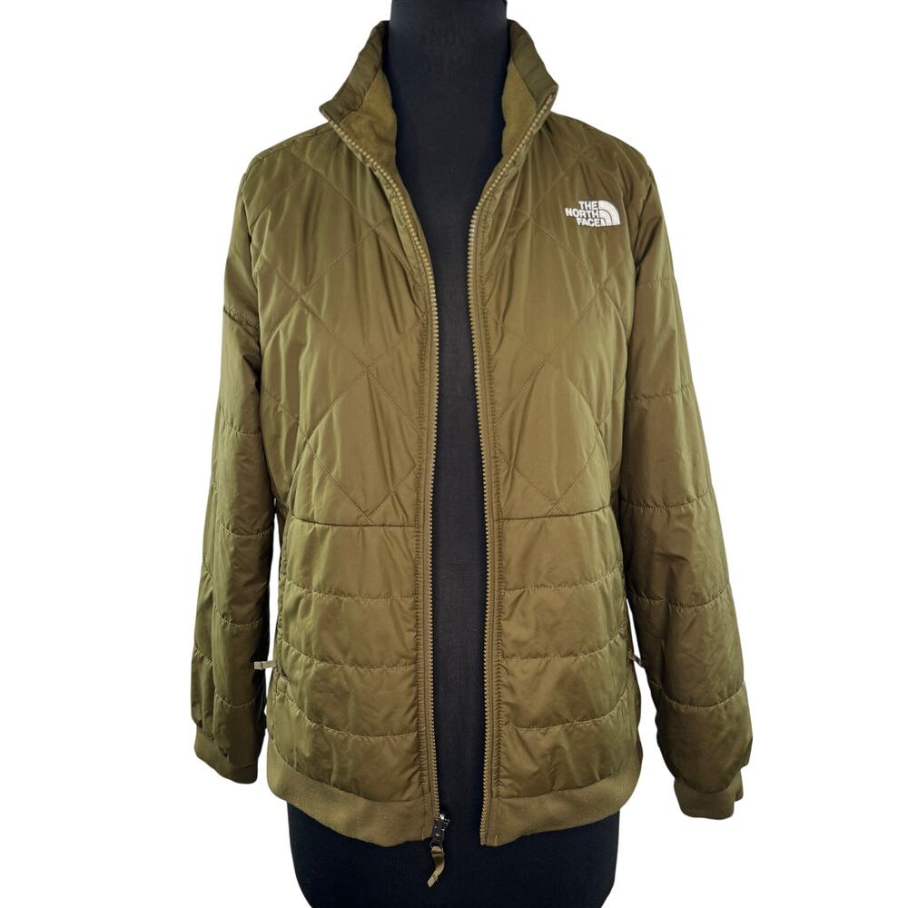 The North Face Olive Green Women's Insulated Jacket Quilted Full Zip Sz M Medium